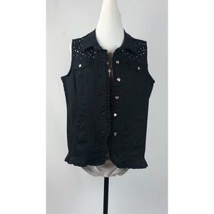 Women’s Rhinestone All Black Vest